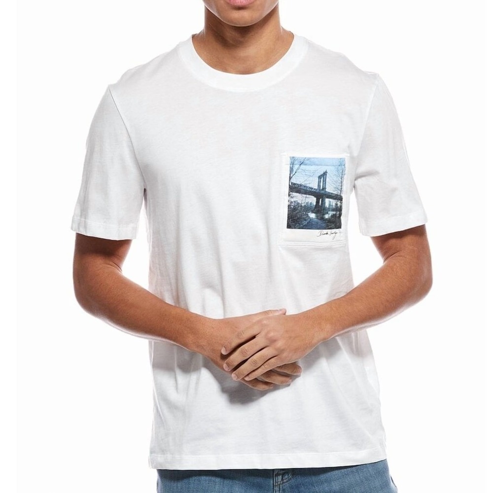 Helmut Lang Mens Postcard Bridge T-Shirt White SZ Sm Limited Edition NEW